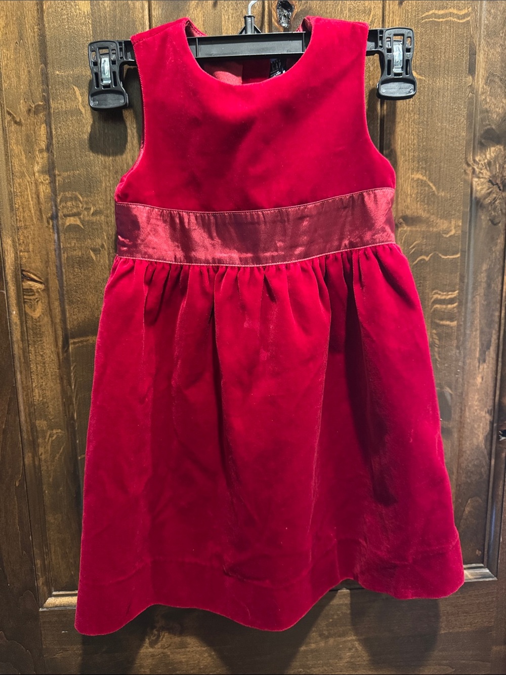 GAP Red Velvet Holiday Dress with Satin Waistband